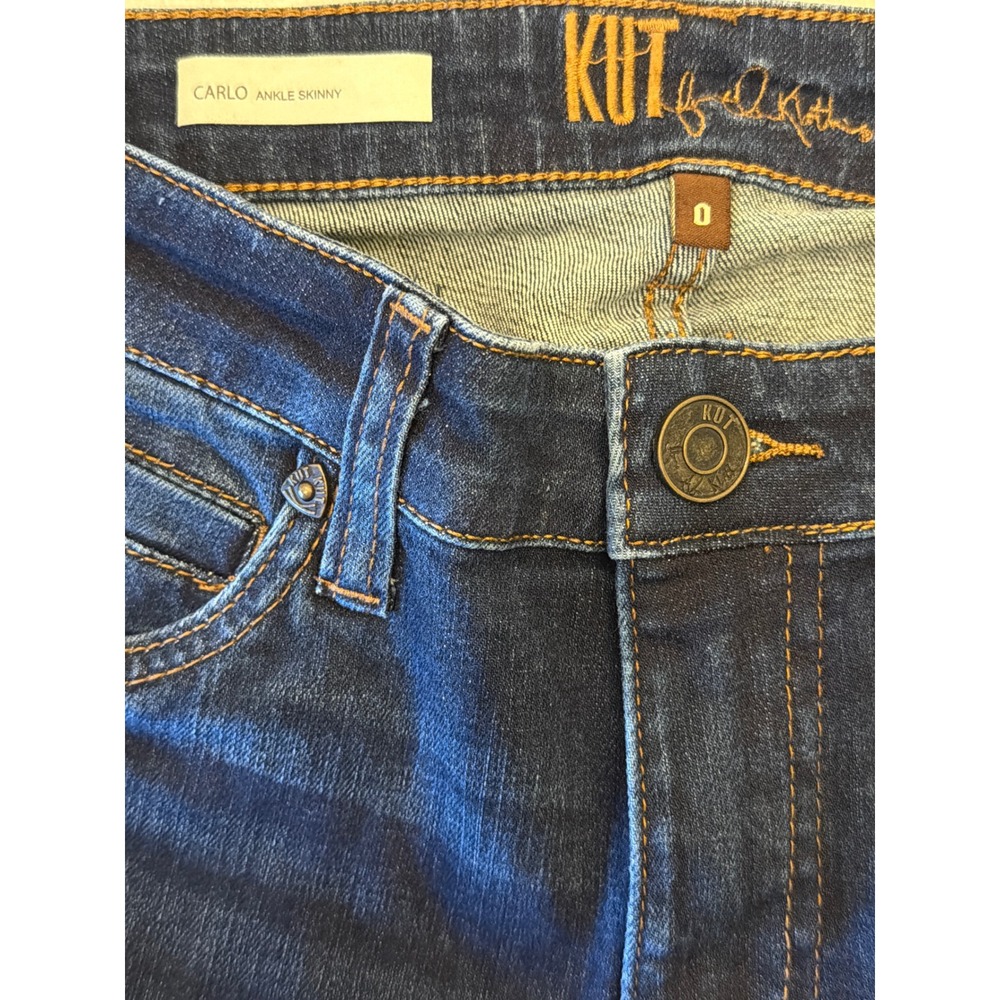 Kut from the Kloth Carlo Ankle Skinny Jeans Dark Wash Raw Hem Size 0